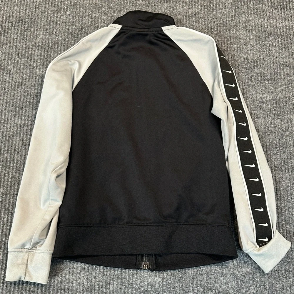 Nike Sportswear Repeat Track Jacket Size 7 Black/Grey Logo Tape Sleeves